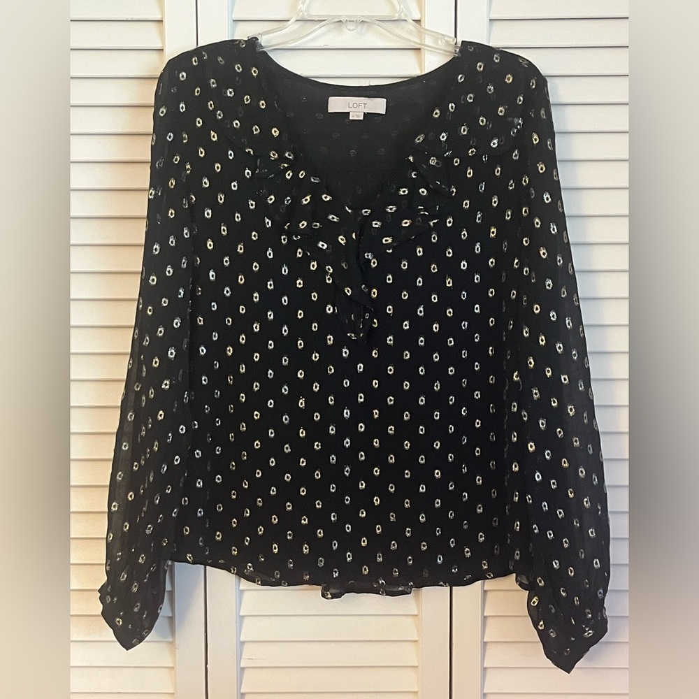 LOFT Metallic Clip Ruffle Blouse